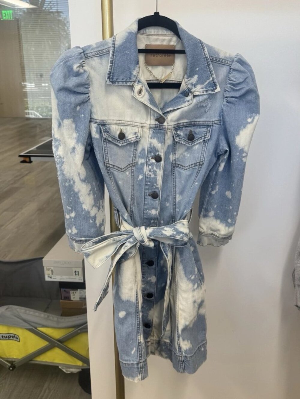 Retrofete Blue & White Tie-Dye Print Mini Dress